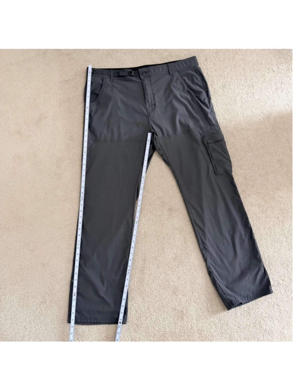 prAna Stretch Zion Gray Relaxed Fit Cargo Pants Men's Size 40X32 Outdoors Hiking